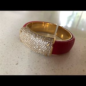 Henri Bendel Bowery Leather Cuff Red Leather